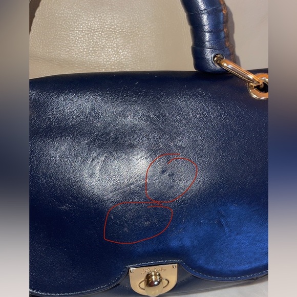 Authentic Z Spoke By Zac Posen double bow leather navy blue Bag - Picture 8 of 16